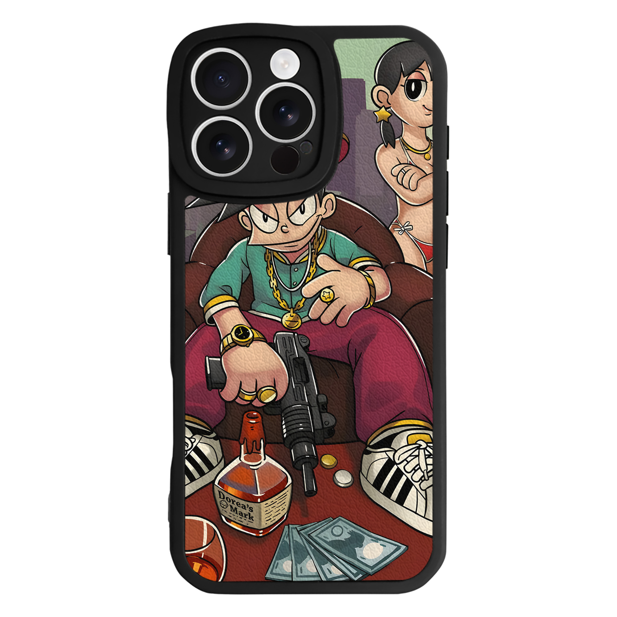 （画像用） ドラえもん Doraemon 【iPhone 16シリーズ対応】シリコンスマホケース（レザー調） 材質：シリコン